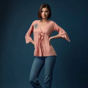 💕Khaadi prêt Peach Tunic with Embellishments 12